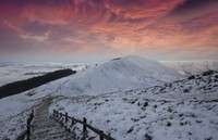 mam tor sunset winter snow derbyshire